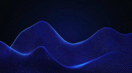 Abstract digital wave pattern in blue on black background