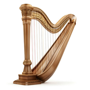 recommend clip art: Harp musical instrument isolated on a white background