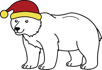 Simple polar bear wearing Santa hat perfect for minimal Christmas decorations
