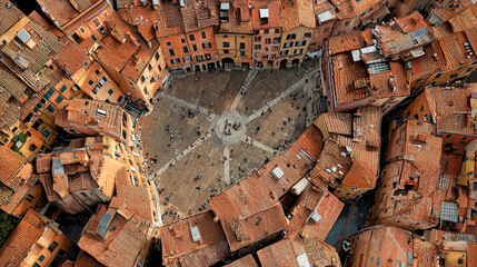 Aerial View of Siena��s Historic Piazza del Campo