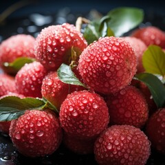 litchi food green fresh water slice healthy juicy tropical isolated vitamin splash
