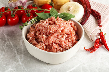 Raw minced pork uncooked meat