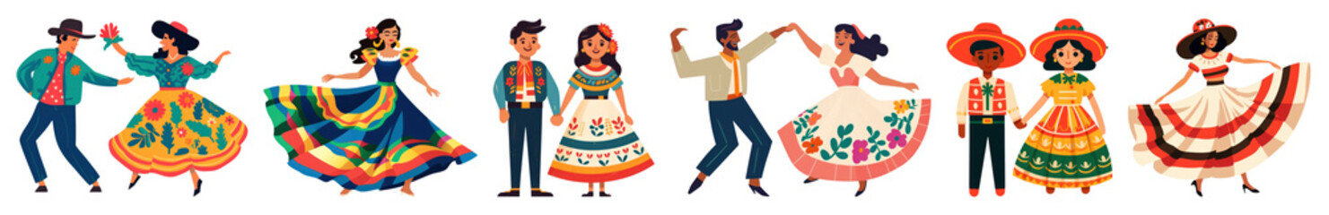 Obraz premium Cute Mexican illustration png cut out element set