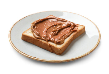 Delicious sandwich with peanut butter isolated white