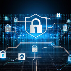 Advanced Cybersecurity Concept with AI and Encryption