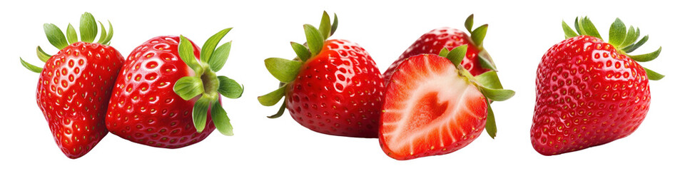 Strawberry png cut out element set