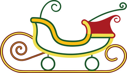 Sleigh adorned with festive gifts rides gracefully through the winter night sky
