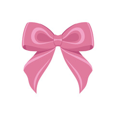 Vector Illustrations of soft pink vintage bow set. Bow for girly hair decor, flat icons. Ribbons isolated. Trendy girls accessories. Cute hairstyle elements collection