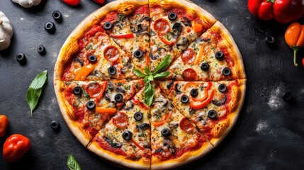 Delicious homemade pepperoni pizza with fresh toppings