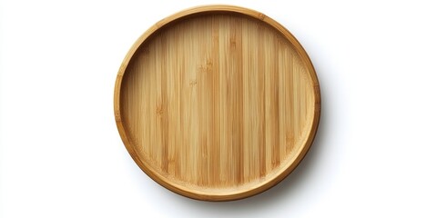 Smooth, Circular Bamboo Coaster on a White Background