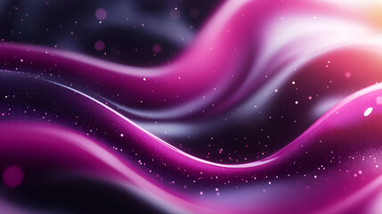 Fototapeta premium Abstract waves of purple and black silk fabric with sparkling details captured in soft light, creating a dreamy and ethereal atmosphere