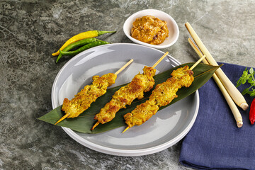 Thai meat skewer Satay with sauce