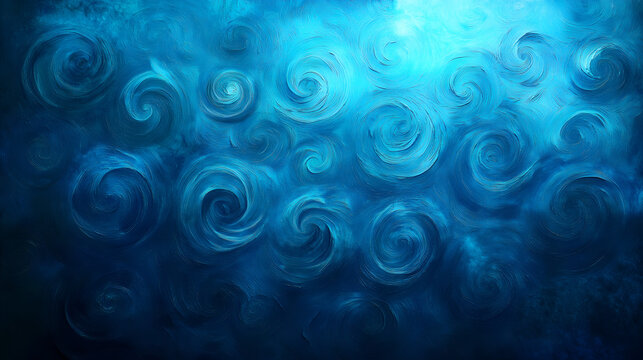 Abstract blue swirls artwork depicting oceanic movement in a serene and fluid style