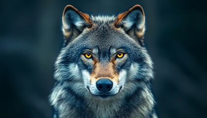 Fototapeta premium Portrait of a Fierce Wolf with Intense Gaze in a Natural Setting