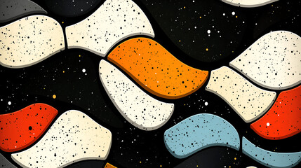 Obraz premium Abstract design with colorful shapes and textures on a dark background, emphasizing contrast and creativity