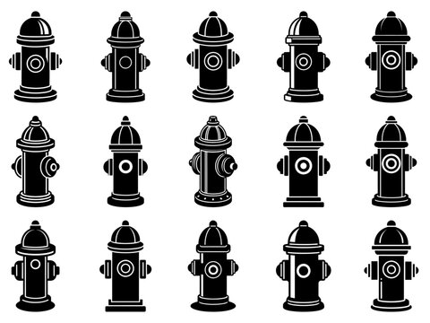Fire hydrant icon. Set of fire hydrant icons isolated on white background. Vector illustration