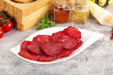 Smoked beef meat - Pastrami slices