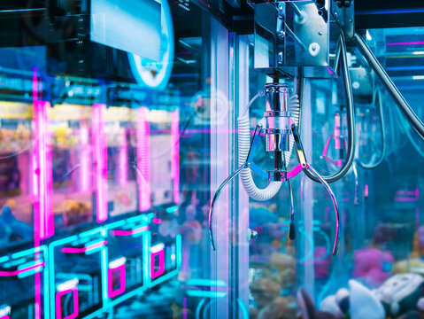 Claw machine Game Arcade Entertainment centre colorful background