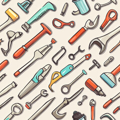 Naklejka premium Background image with tool pattern, tile