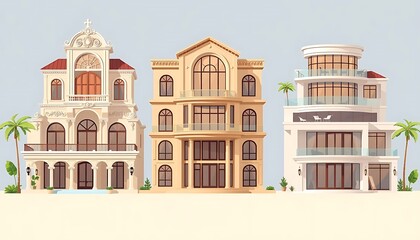 Fototapeta premium Vector Luxury House Collection - Flat Vector Design