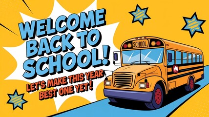 School education concept in cartoon style. Back to school. Welcome text on chalkboard with colored pencils and space for text. Creative web banner or web template