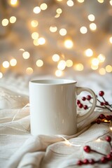Cozy Winter Comfort with Warm Mug and Festive Decorations