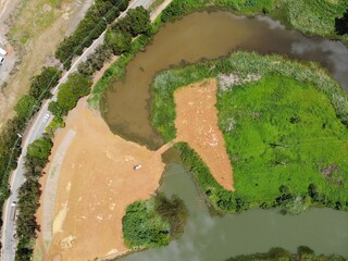 Two rivers meeting in Linhares city, Brazil