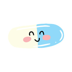 kawaii medicine cartoon character design isolated on white background