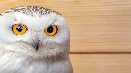 Obraz premium A white owl with yellow eyes and a brown head, AI