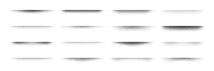 Noise grain edge shadows with ink spray or paint airbrush effect, vector textures. Grain noise shadows of edge lines with graffiti ink spray or sand dust for frames and borders or dividers elements