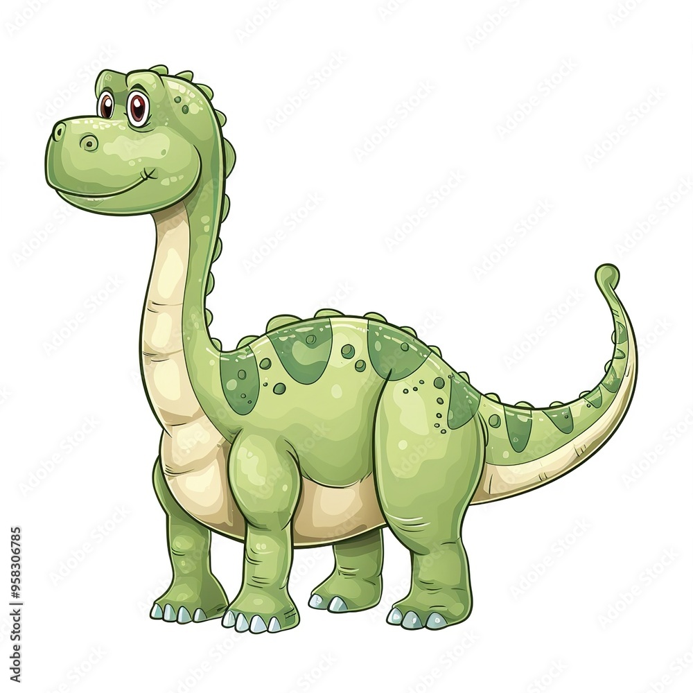 Poster Hand drawn dinosaur cartoon isolated on white background 