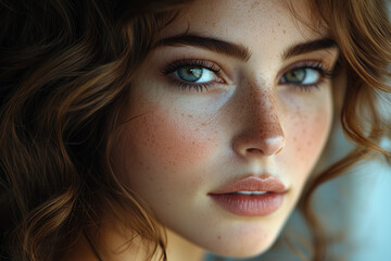 Fototapeta premium Classic bouncy curls for women, elegant spirals, voluminous texture, polished shine, defined shape