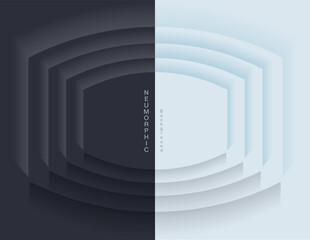 Neumorphic Backgrounds and Backdrops white tone oval pattern Layered, minimal style background, technology illustration, modern and business, template and banner composition for products.