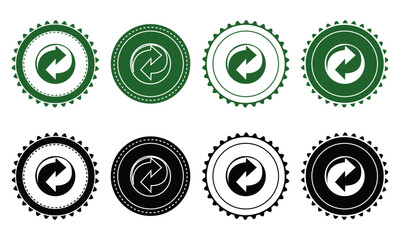 Ecology icon set. Ecology Stamps. Environment, sustainability, nature, recycle, renewable energy; electric bike, eco-friendly, forest, wind power, green symbol. Solid icons vector collection.