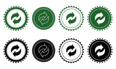 Ecology icon set. Ecology Stamps. Environment, sustainability, nature, recycle, renewable energy; electric bike, eco-friendly, forest, wind power, green symbol. Solid icons vector collection.