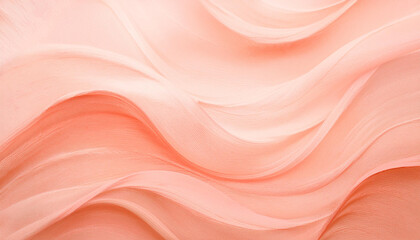 Fototapeta premium Color of the year 2024 peach fuzz. Abstract light coral art background. Watercolor painting on canvas with soft beige wavy gradient. Texture backdrop.