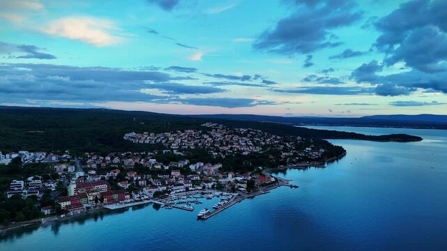 Aerial View of Njivice, Island of Krk, Primorje-Gorski Kotar, Croatia