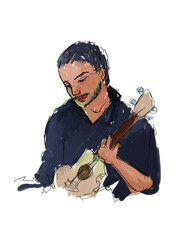 Man plays the ukulele