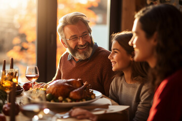 Thanksgiving autumn family feast holiday conceptual image Generative AI