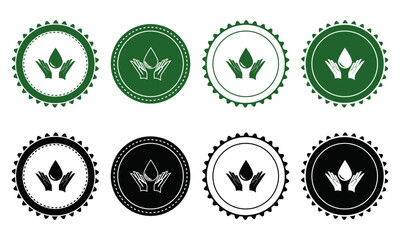 Ecology icon set. Ecology Stamps. Environment, sustainability, nature, recycle, renewable energy; electric bike, eco-friendly, forest, wind power, green symbol. Solid icons vector collection.