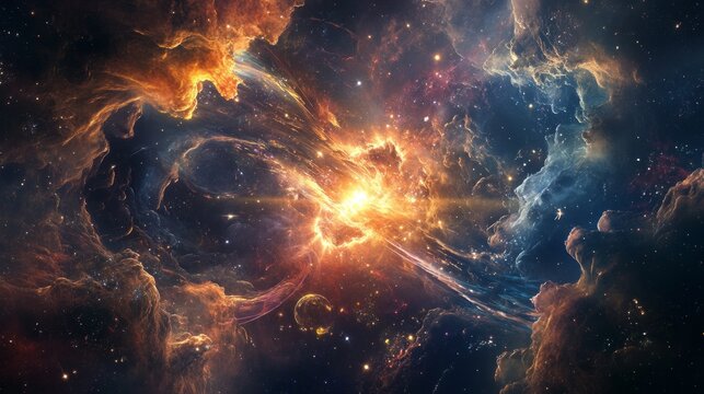 Ethereal Antiparticle in Cosmic Void, a glowing antiparticle surrounded by swirling energy waves and luminous particles in a dark, mysterious cosmic landscape.