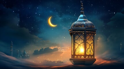 Ornate Lantern Against a Starry Night Sky