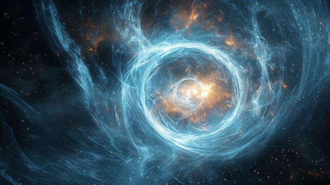 Ethereal Antiparticle in Cosmic Void, an otherworldly glow radiates from a floating antiparticle amidst swirling energy waves, deep cosmic landscape with faint stars and nebulas.