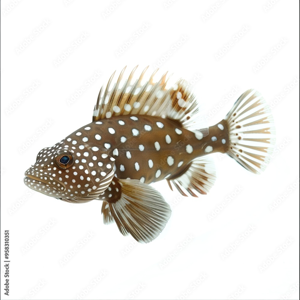 Sticker a fish with white spots isolated on white background