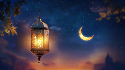 Ornate Lantern Against a Starry Night Sky