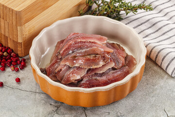 Anchvy canned fish fillet preserve