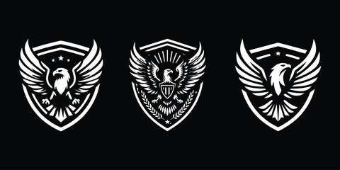eagle design with shield vector illustration three designs in one screen
