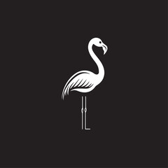 Fototapeta premium Flamingo in cartoon, doodle style . Image for t-shirt, web, mobile apps and ui. Isolated 2d vector illustration in logo, icon, sketch style, Eps 10, black and white. AI Generative