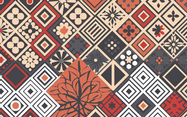 Modern batik motif design in ember pallet colours