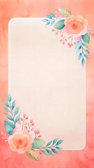 Obraz premium Delicate watercolor floral illustration with pink roses and soft textures – perfect for greeting cards, invitations, and special occasions, featuring ample space for personalized messages